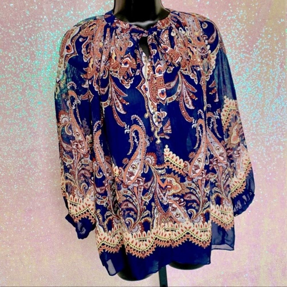 Cato Flowy Paisley Boho Blouse